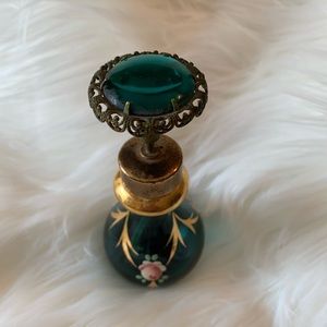 Vintage DeVilbiss Green Handpainted Perfume Bottle